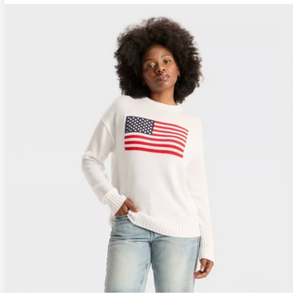 Wild fable American Flag Sweater- White